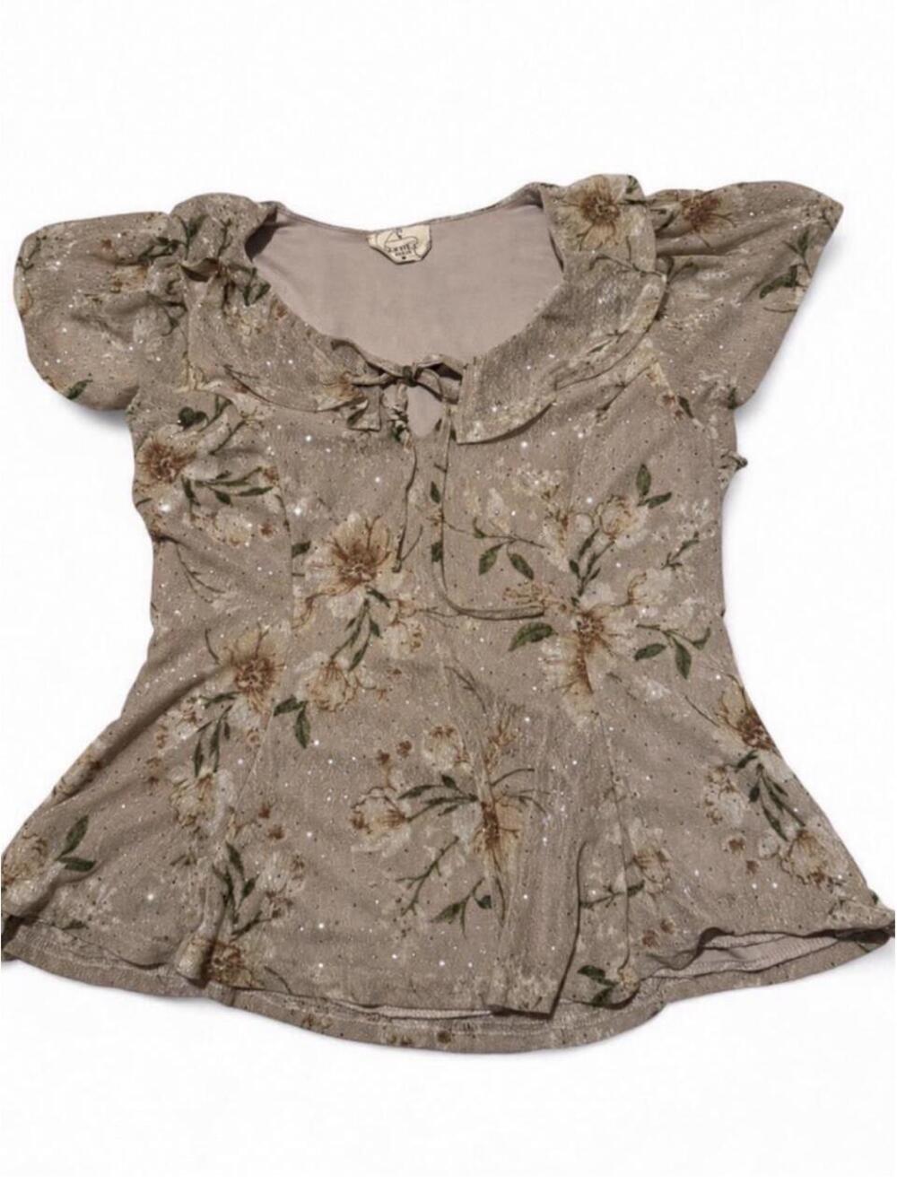 Ember Vintage Y2K Float Fairy Cottagecore Milkmaid sparkle Blouse size small